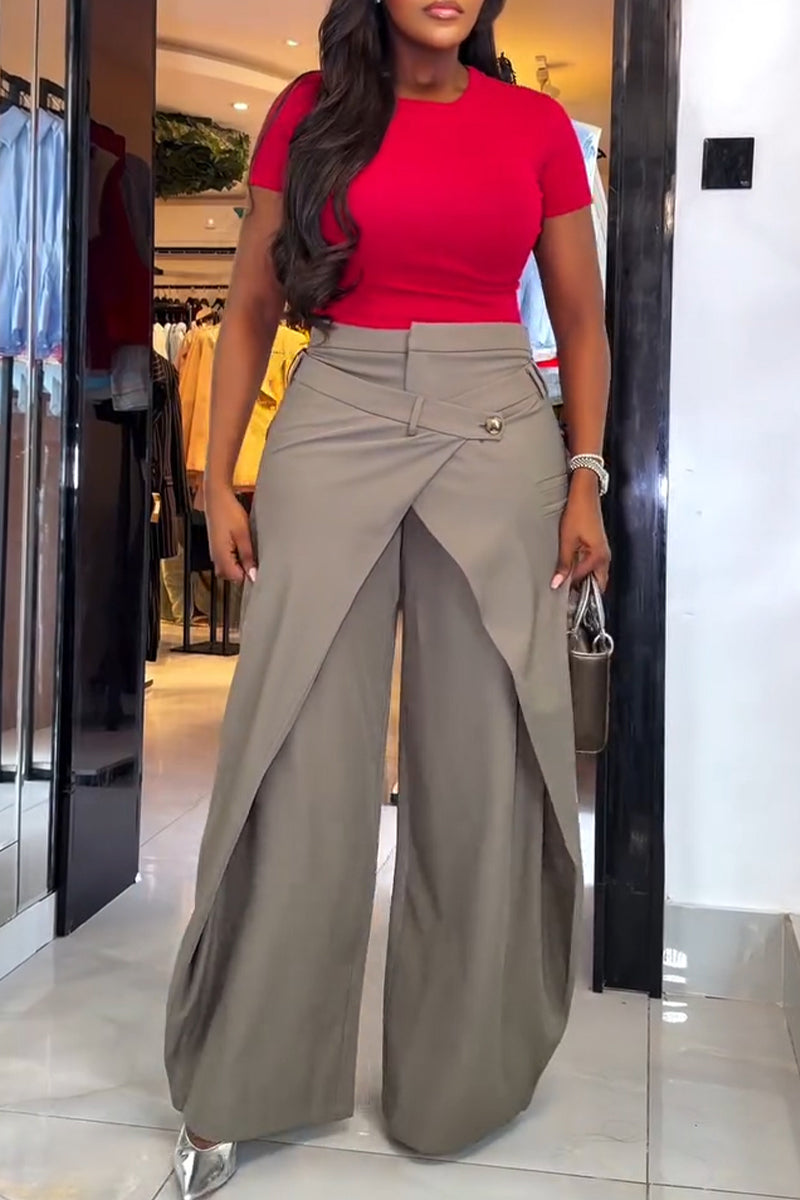 Women's Fashion Commuter Silhouette Overlap Pants