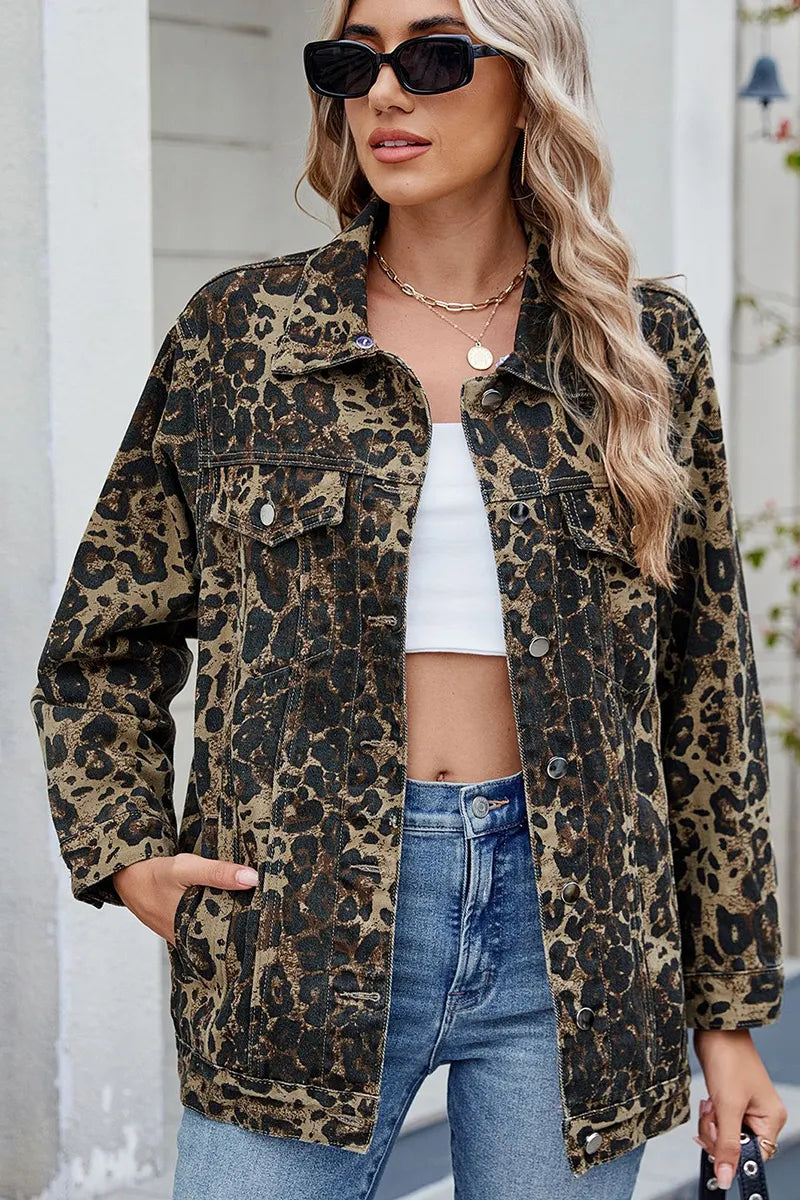 Casual Loose Fit Inside Patch Pocket Denim Jacket