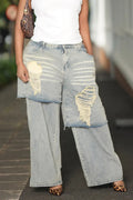 Women's Fashion Asymmetrical Overlapping Faux Two-piece Jeans