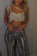 Women's Sexy-Party Sparkling Rhinestone Vest