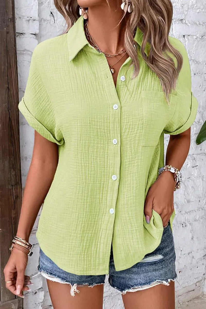 Classic Women's Cotton Solid Button Down Shirt