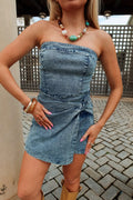 Ladies' Casual Acidic Denim Skirt Jumpsuit
