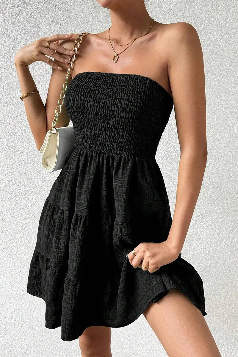 Women's Casual Vacation Stretch Strapless Mini Dress