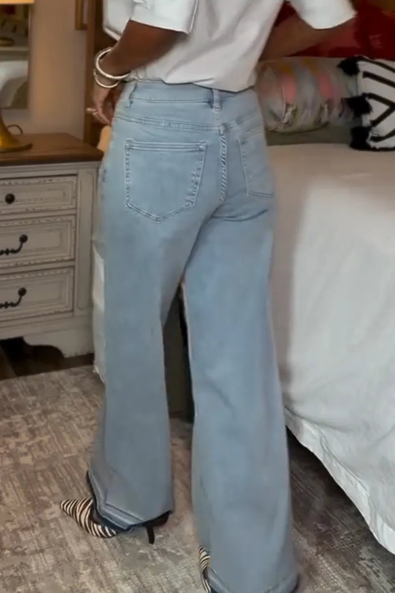 Women's Washed and Spliced Casual Jeans