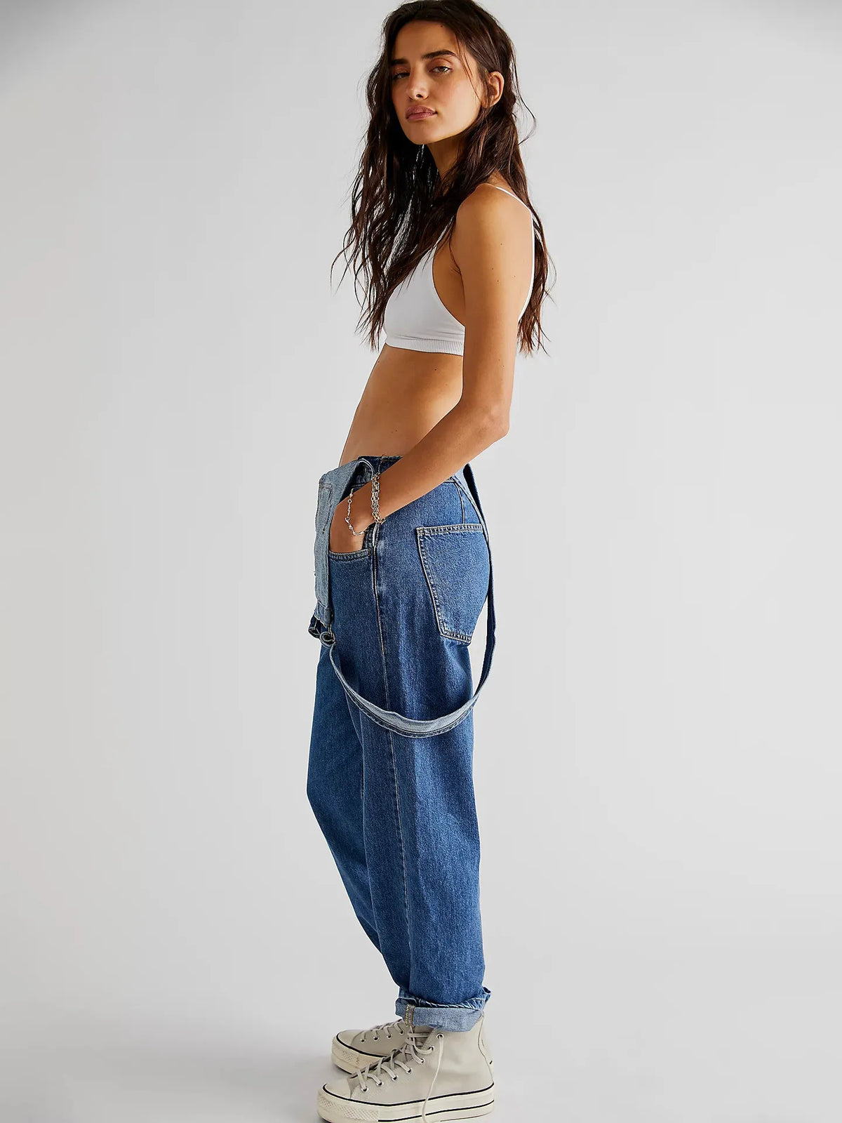 Casual Washed Loose Denim Overalls