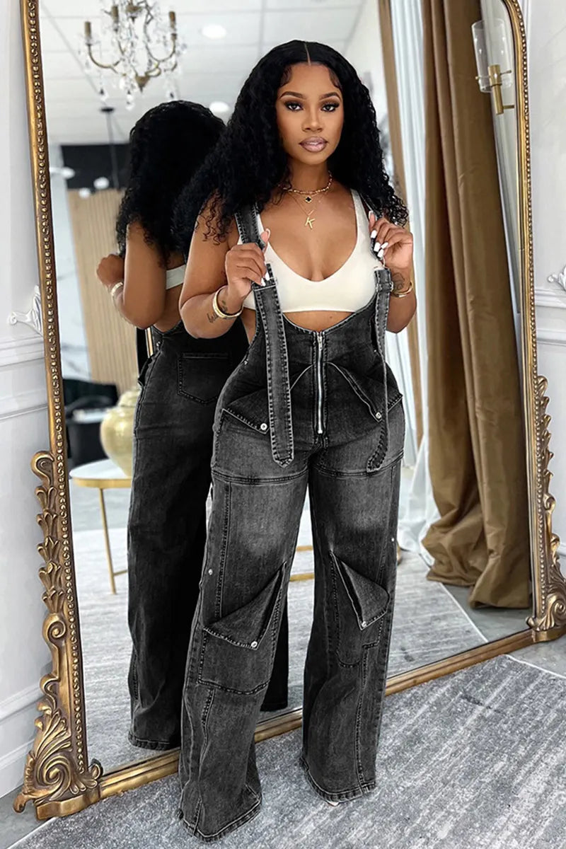 Women Casual Wear Flowy Wide Leg Overalls
