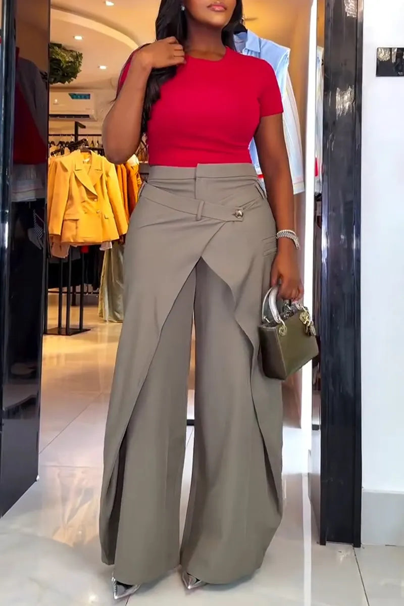 Women's Fashion Commuter Silhouette Overlap Pants