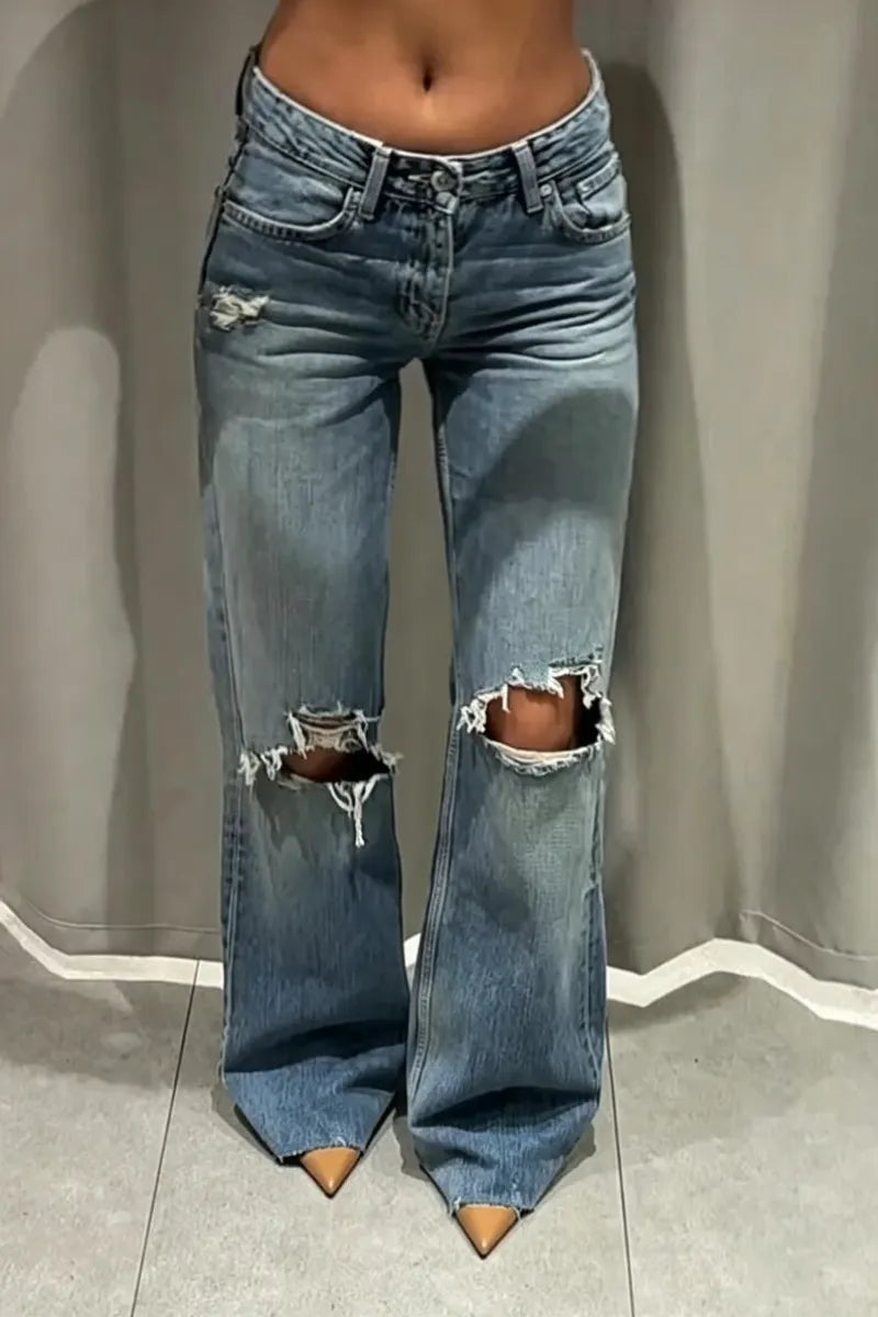 Women's Ripped Washed Casual Jeans