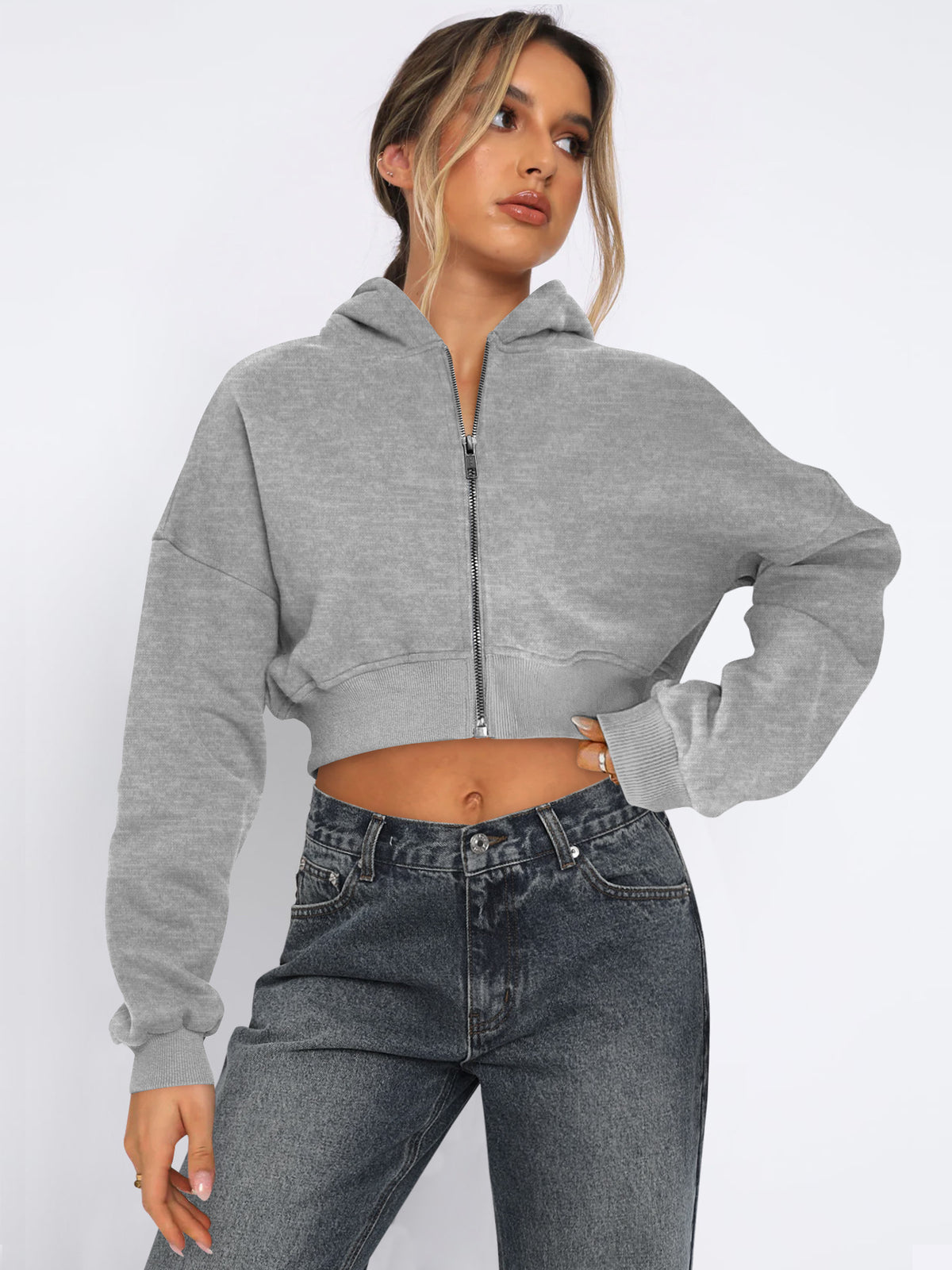 Casual Warm Short Fleece Hoodie Sweatshirt Jacket