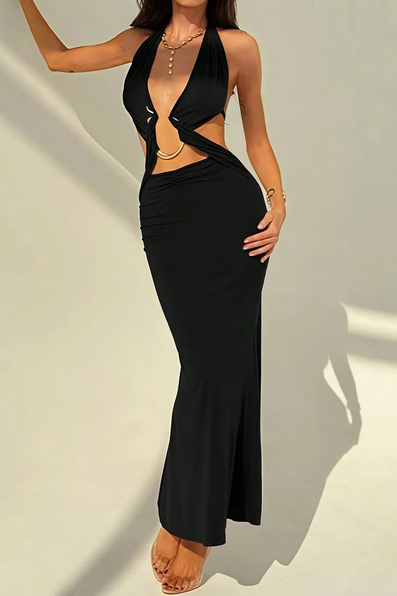 Women's Sexy Cutout Waist Bodycon Dress