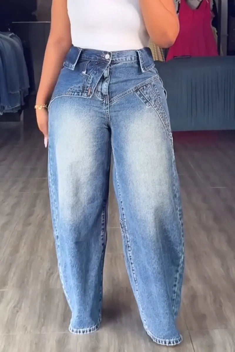 Women's Street Fashion Asymmetrical Overlapping Jeans