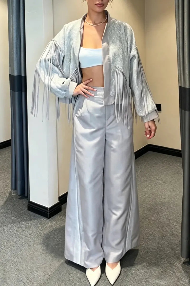 Women's Elegant Casual Patchwork Tassel Jacket or Pants