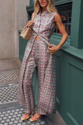 Women's Round Neck Printed Long Top+ Pants Elegant Casual Set