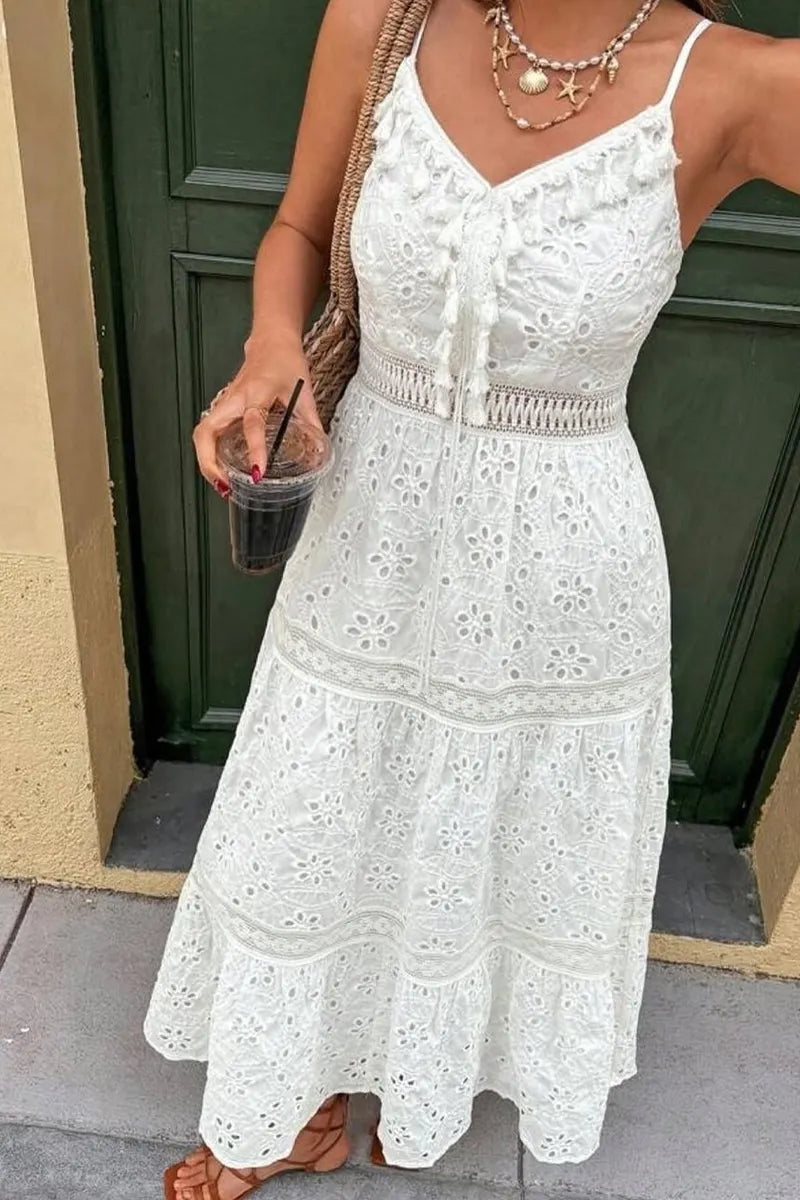 Women's Elegant Cutout Spaghetti Strap Maxi Dress