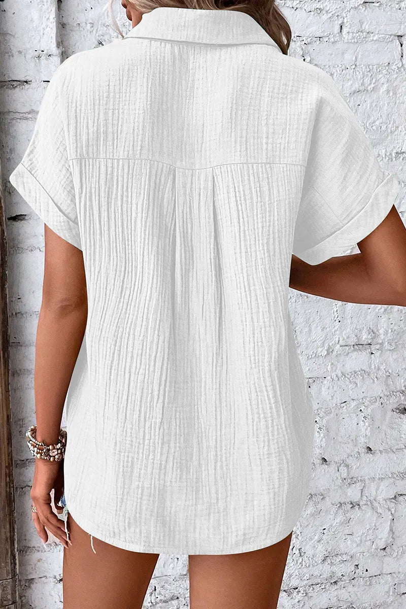 Classic Women's Cotton Solid Button Down Shirt