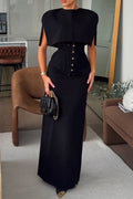 Women's Elegant Lace Strapless Cape Skirt Three-Piece Set