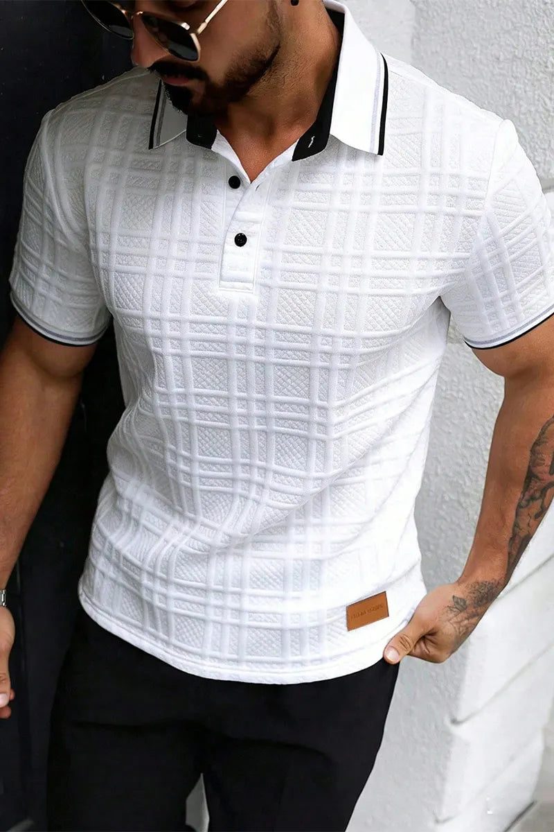 Men's Casual Commuter Patch-Up Half Placket Polo Shirt Polo Shirt For Men