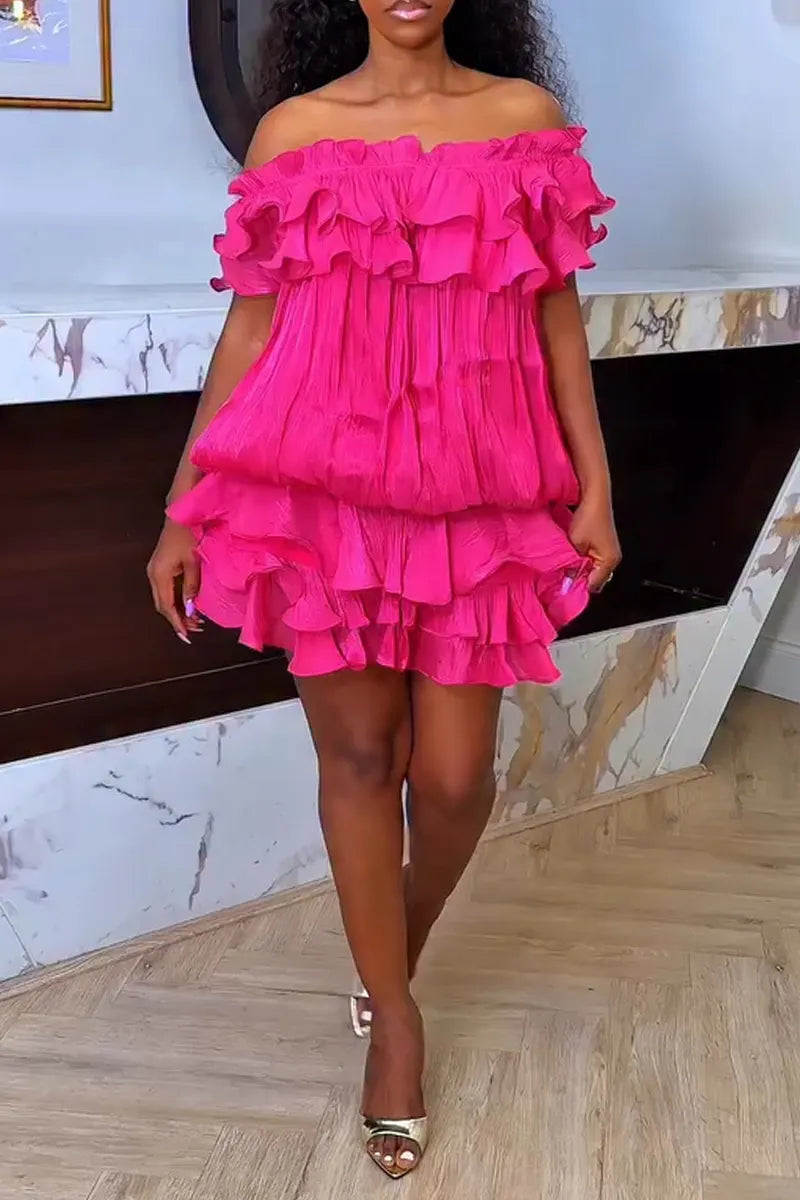 Women's One Neck Solid Color Patchwork Elegant Temperament Dress