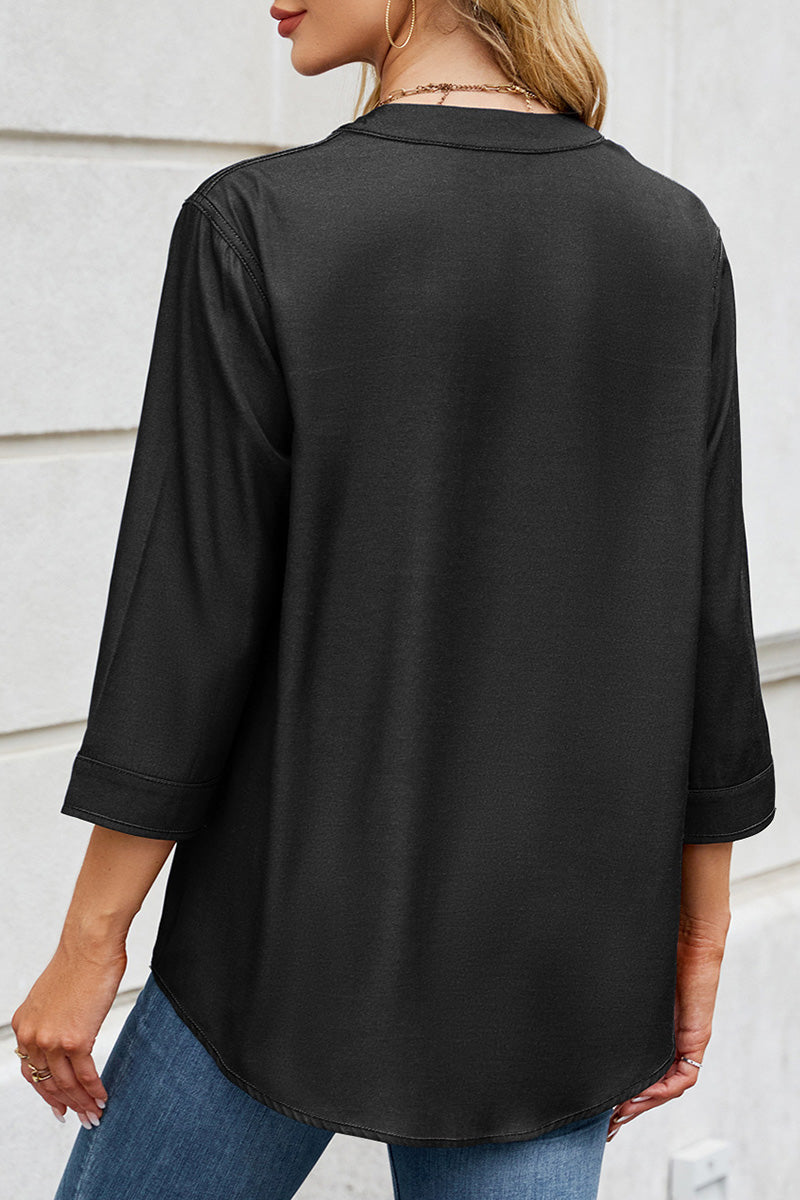 Loose Fit Denim Style Long Shirt For Women