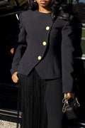 Women's Round Neck Style Jacket or Patchwork Fringe Pants