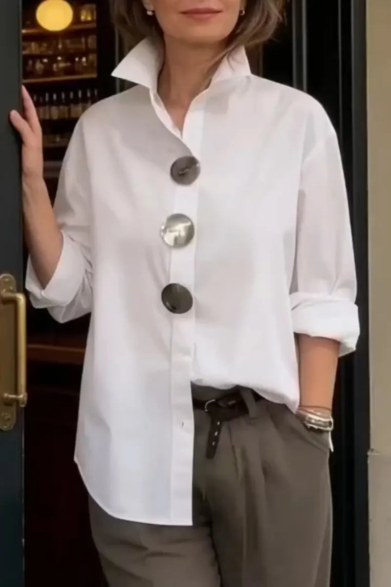 Women's Casual Button Decoration Loose Versatile Shirt