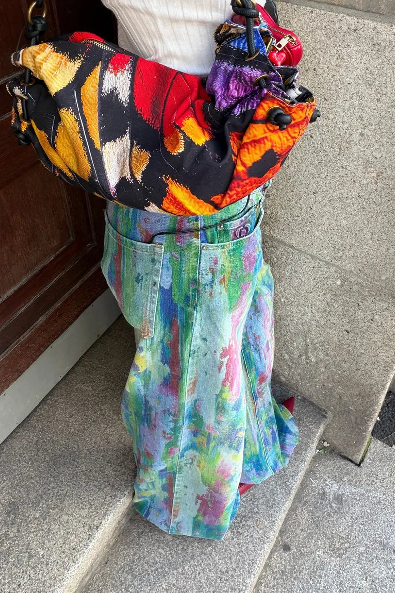 Women's Street Style Color Graffiti Print Jeans