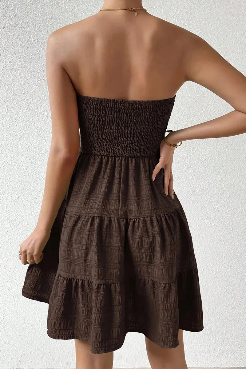 Women's Casual Vacation Stretch Strapless Mini Dress